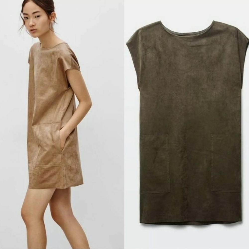 WILFRED FREE ARITZIA Nori - Shirt Dress Vegan Faux Suede Leather - Picture 11 of 11